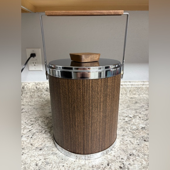 Kromex Other - Vintage Mid Century KROMEX Walnut & Chrome Steel Ice Bucket